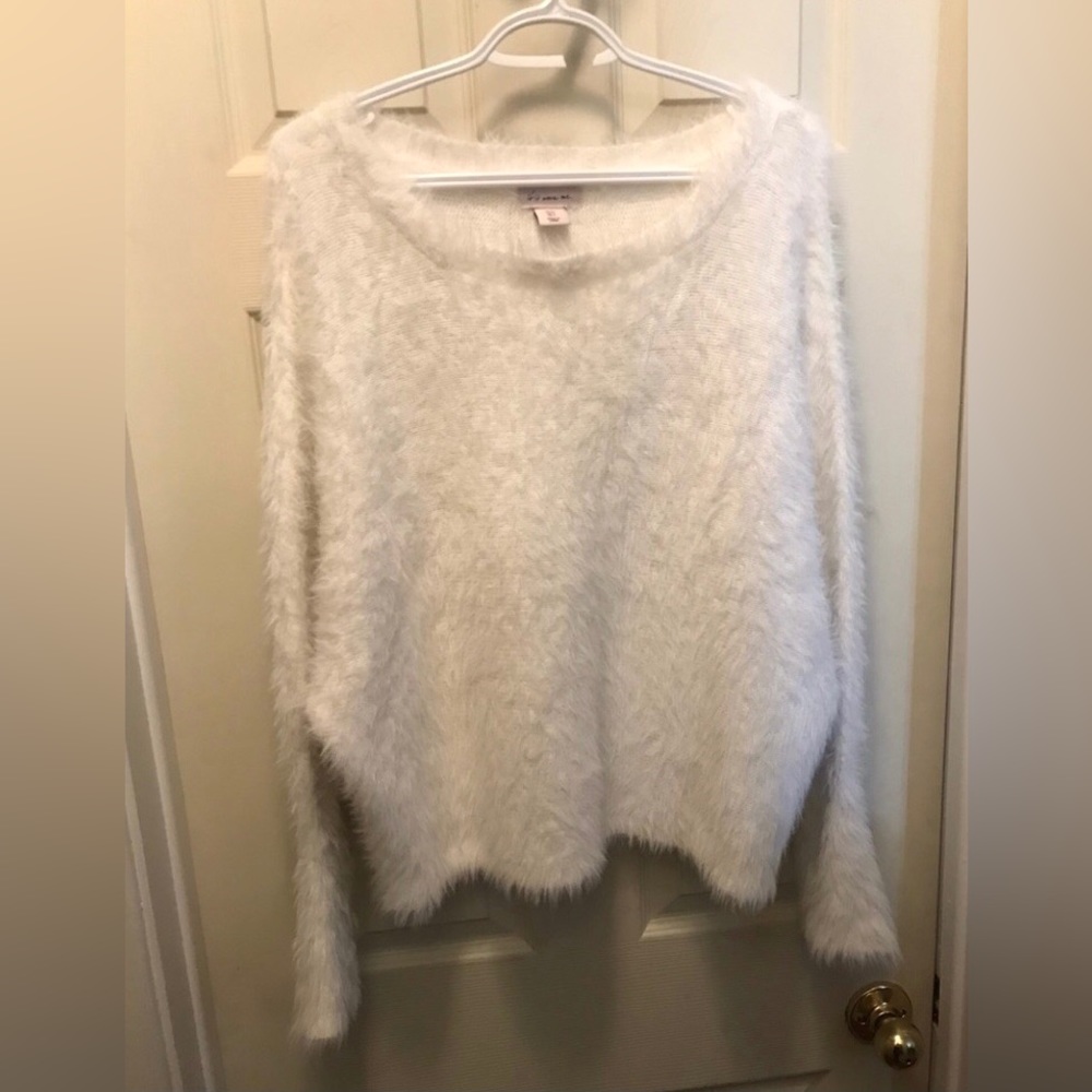 If It Were Me white fuzzy sweater